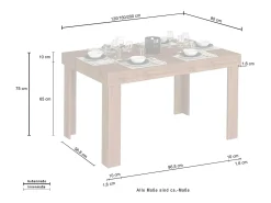 Mesa extensible Chronos, ideal para 4-10 personas, color roble, 120/160/200 x 80 x 75 cm