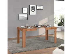 Mesa extensible Chronos, ideal para 4-10 personas, color roble, 120/160/200 x 80 x 75 cm