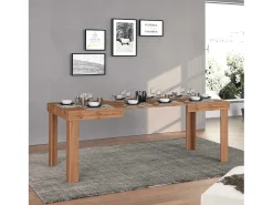 Mesa extensible Chronos, ideal para 4-10 personas, color roble, 120/160/200 x 80 x 75 cm