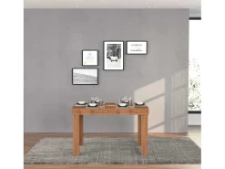Mesa extensible Chronos, ideal para 4-10 personas, color roble, 120/160/200 x 80 x 75 cm