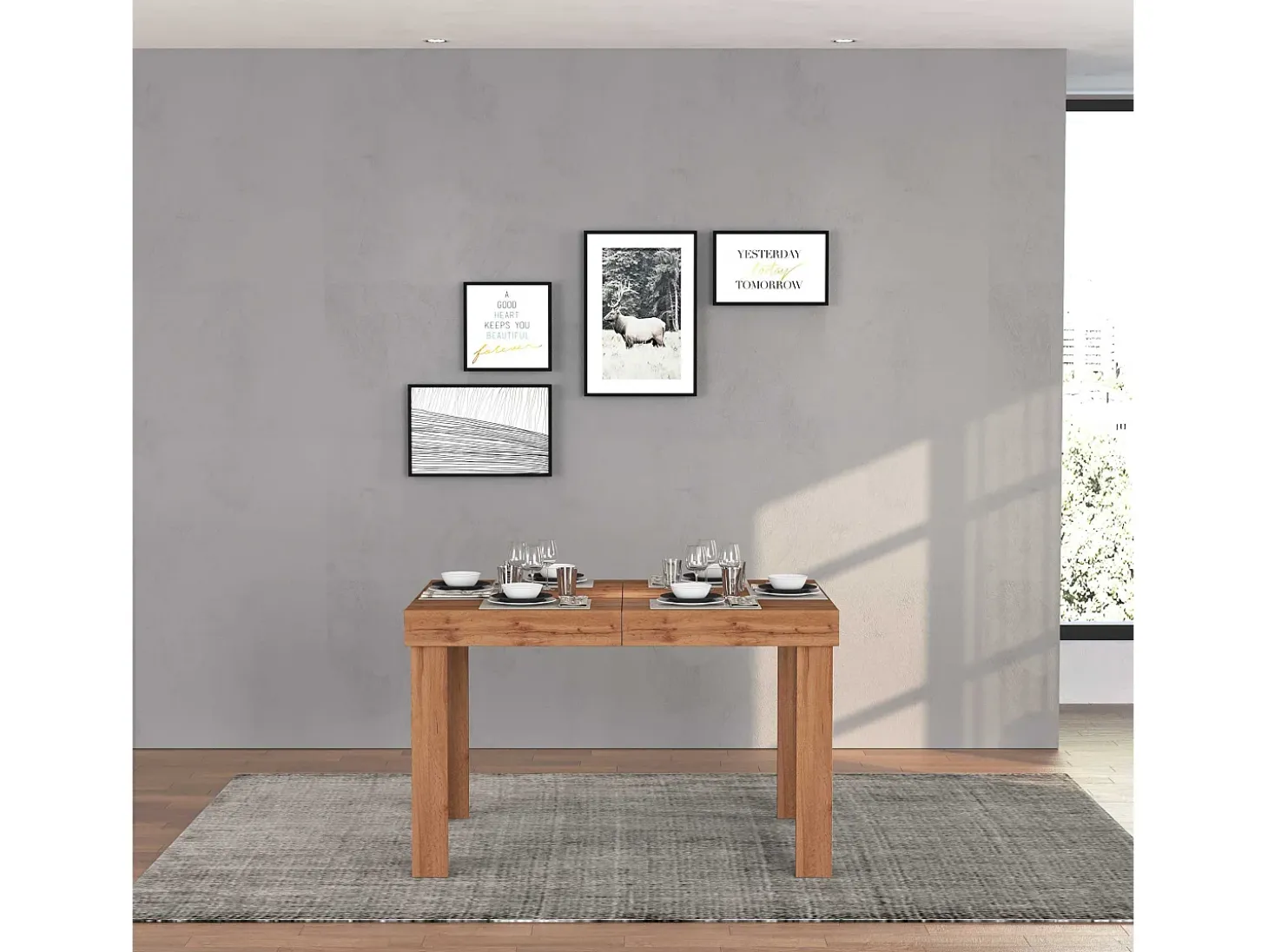 Mesa extensible Chronos, ideal para 4-10 personas, color roble, 120/160/200 x 80 x 75 cm