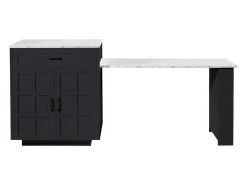 Mesa extensible con almacenaje, MDF y metal, diseño moderno, color negro (133-202x70x93,5 cm)