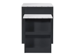 Mesa extensible con almacenaje, MDF y metal, diseño moderno, color negro (133-202x70x93,5 cm)
