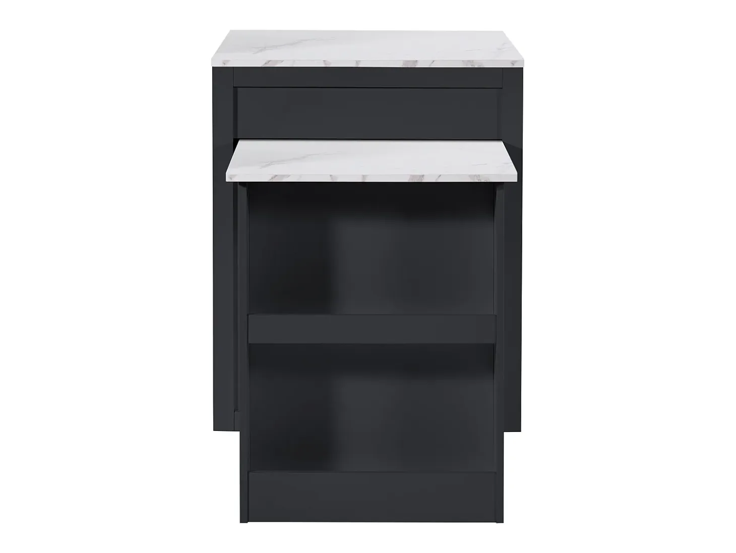 Mesa extensible con almacenaje, MDF y metal, diseño moderno, color negro (133-202x70x93,5 cm)