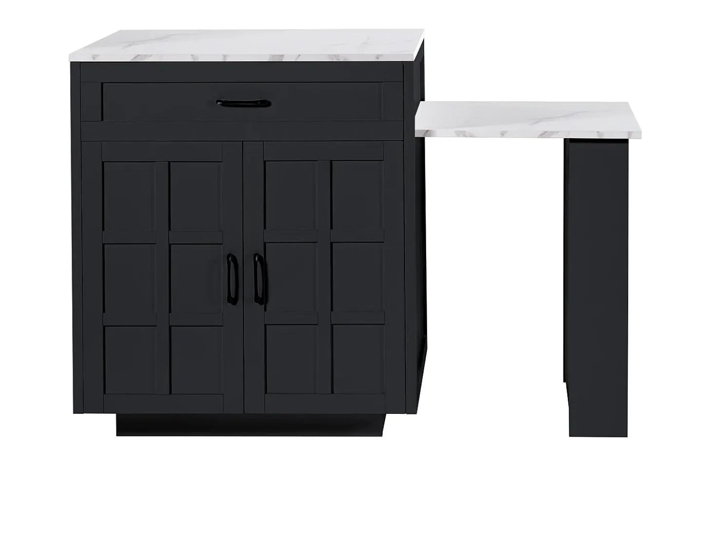 Mesa extensible con almacenaje, MDF y metal, diseño moderno, color negro (133-202x70x93,5 cm)