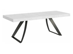 Mesa extensible con patas curvadas de acero antracita Volta-Color Blanco-Alargaderas -Ancho extensible
