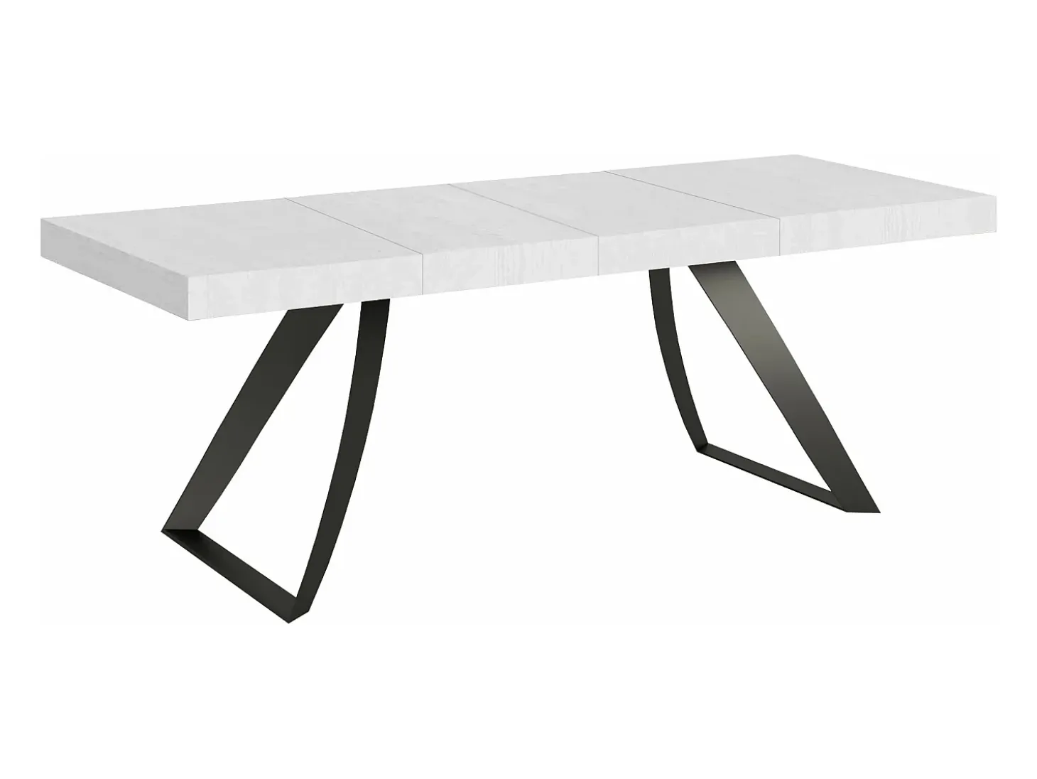 Mesa extensible con patas curvadas de acero antracita Volta-Color Blanco-Alargaderas -Ancho extensible
