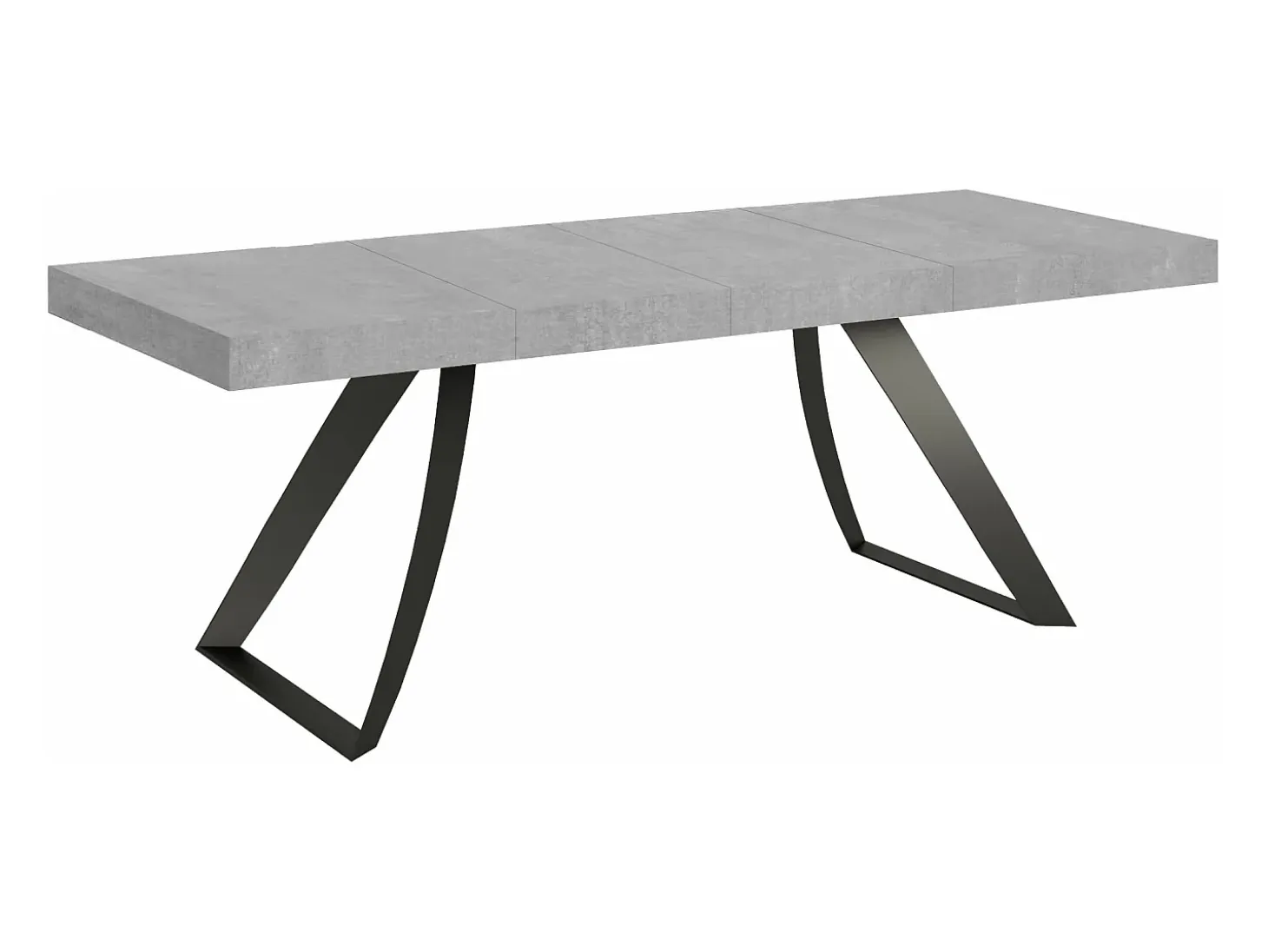 Mesa extensible con patas curvadas de acero antracita Volta-Color Gris cemento-Alargaderas -Ancho extensible