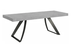 Mesa extensible con patas curvadas de acero antracita Volta-Color Gris cemento-Alargaderas -Ancho extensible