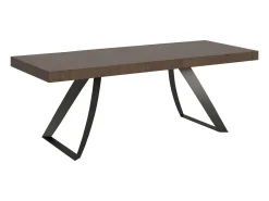 Mesa extensible con patas curvadas de acero antracita Volta-Color Marrón-Alargaderas -Ancho extensible