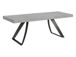 Mesa extensible con patas curvadas de acero antracita Volta-Color Gris cemento-Alargaderas -Ancho extensible