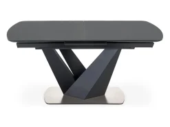 Mesa extensible cristal gris oscuro patas acero negro 160/200×90 cm