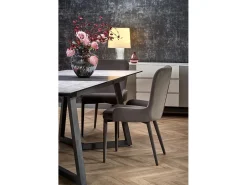 Mesa extensible cristal gris patas acero gris oscuro 160/210×90 cm