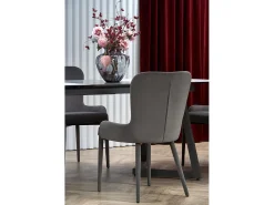 Mesa extensible cristal gris patas acero gris oscuro 160/210×90 cm