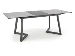 Mesa extensible cristal gris patas acero gris oscuro 160/210×90 cm