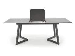 Mesa extensible cristal gris patas acero gris oscuro 160/210×90 cm