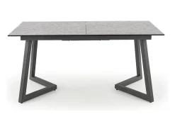 Mesa extensible cristal gris patas acero gris oscuro 160/210×90 cm