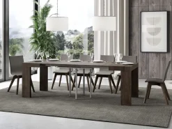Mesa extensible cuadrada pequeña 90x90/246 cm Ribo-Color Marrón