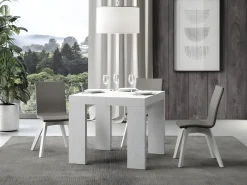Mesa extensible cuadrada pequeña 90x90/246 cm Ribo-Color Blanco
