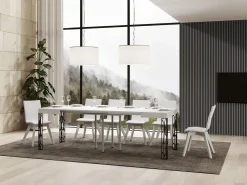 Mesa extensible cuadrada pequeña 90x90/246 cm Kiza-Color Blanco