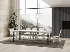 Mesa extensible cuadrada pequeña 90x90/246 cm Kiza-Color Blanco