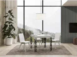 Mesa extensible cuadrada pequeña 90x90/246 cm Kiza-Color Blanco