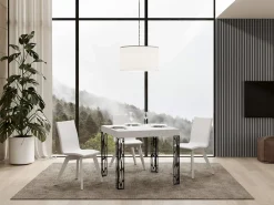 Mesa extensible cuadrada pequeña 90x90/246 cm Kiza-Color Blanco