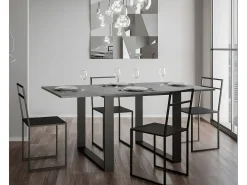 Mesa extensible cuadrada pequeña 90x90/180 cm Tiroz evolución-Color Gris cemento