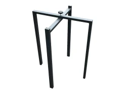 Mesa extensible cuadrada pequeña en madera blanca y roble natural de 90 a 246 cm Naxo-Base y soporte con ruedas