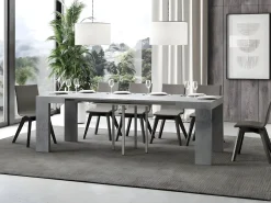Mesa extensible cuadrada pequeña 90x90/246 cm Ribo-Color Gris cemento