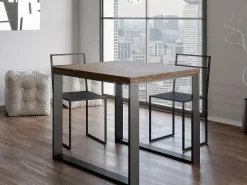 Mesa extensible cuadrada pequeña 90x90/180 cm Tiroz evolución-Color Marrón