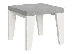 Mesa extensible cuadrada pequeña en madera blanca y gris de 90 a 246 cm Nako-Soporte 2 pies