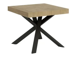 Mesa extensible cuadrada pequeña 90x90/194 cm patas acero antracita Karzy-Color Blanco