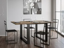 Mesa extensible cuadrada pequeña 90x90/180 cm Tiroz evolución-Color Natural