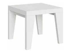 Mesa extensible cuadrada pequeña 90x90/246 cm Naxo-Color Gris cemento-Soporte 4 pies-3 alargaderas gruesas