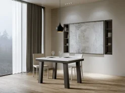 Mesa extensible de 6 a 10 plazas L 120 a 224 cm estructura de metal blanco y antracita Bidy