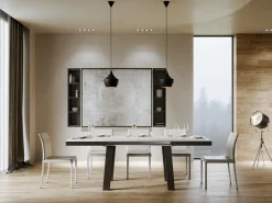 Mesa extensible de 6 a 10 plazas L 120 a 224 cm estructura de metal blanco y antracita Bidy
