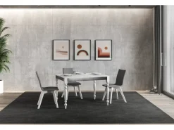 Mesa extensible de 6 a 10 plazas L 120 a 224 cm madera blanca Romencia