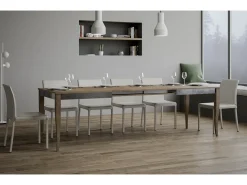 Mesa extensible de 8 a 14 plazas L 180 a 284 cm Madera de nogal Fixano