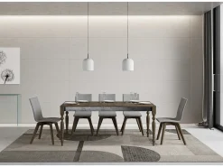 Mesa extensible de 8 a 14 plazas L 180 a 284 cm madera de nogal Romencia