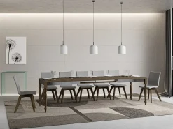 Mesa extensible de 8 a 14 plazas L 180 a 284 cm madera de nogal Romencia