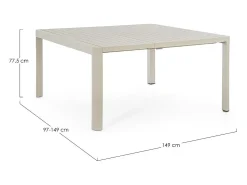 Mesa extensible de aluminio gris tórtola 149×97 cm - 149×149 cm - KIPLIN