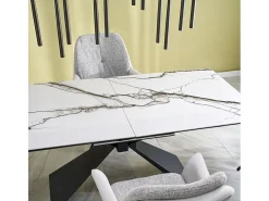 Mesa extensible de cerámica imitación mármol blanco 180 - 230 cm Micka