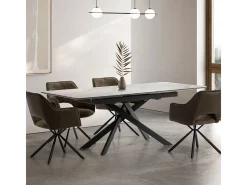 Mesa extensible de cerámica para 6/8 personas blanca 160/200x76 cm