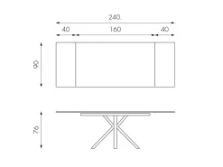 Mesa extensible de 160cm a 240cm moderna encimera de cerámica sobre cristal templado mármol Calacatta Borghini