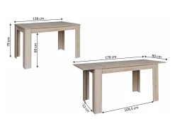 Mesa Extensible de Comedor o Cocina Miramy 178cm, Blanco