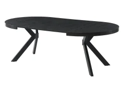 Mesa extensible de comedor 4 a 8 comensales de MDF y acero - Color: negro - KOMONI