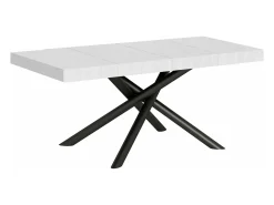 Mesa extensible de diseño con patas redondeadas entrelazadas antracita Zeus-Color Blanco-Alargaderas -Ancho extensible