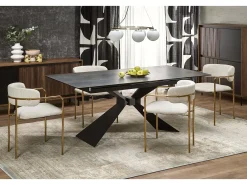Mesa extensible de diseño con aspecto de mármol azul 180 - 230 cm Micka
