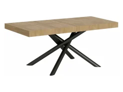 Mesa extensible de diseño con patas redondeadas entrelazadas antracita Zeus-Color Natural-Alargaderas -Ancho extensible
